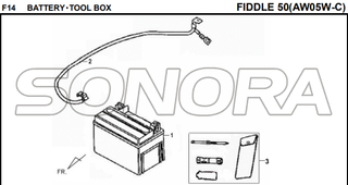 F14 BATERIA CAJA DE HERRAMIENTAS FIDDLE 50 AW05W-C Para SYM Repuesto de calidad superior